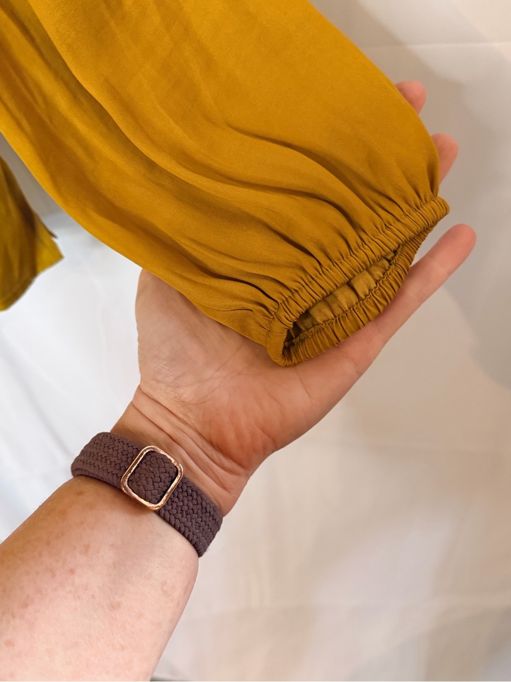 LOFT Mustard Yellow V-Neck Long-Sleeve Blouse - Picture 4 of 6